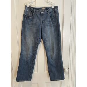 Earl Boot Cut Womens Jeans Size 18 W, Embellished Pockets Rhinestones